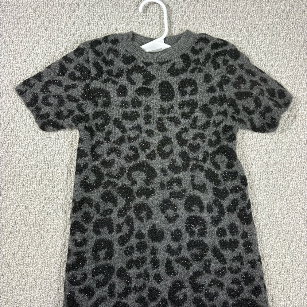 NWOT ZARA Leopard Print Kids Sweater Dress - Gray and Black size 5